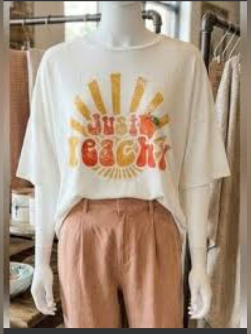 **Just Peachy White Graphic Top